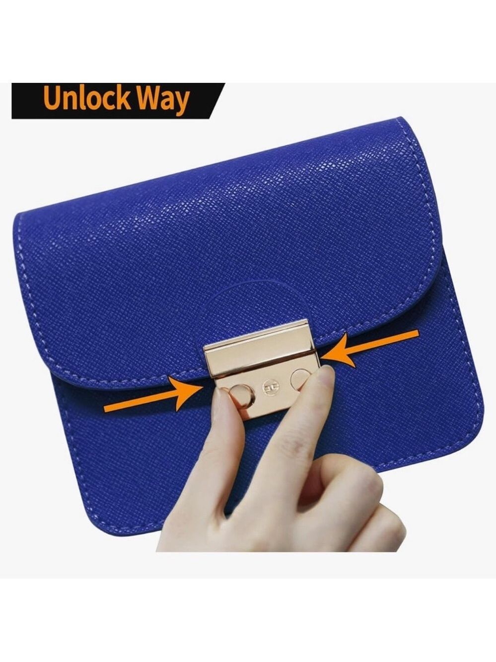 Elegant Blue Shoulder Bag with Gold Chain - Picture 2 of 5